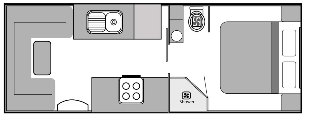 21'6 DUAL AXLE FRONT DOOR CORNER SHOWER